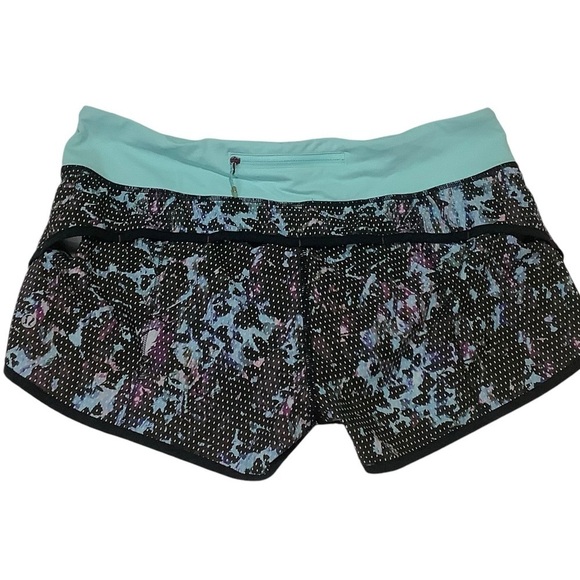 Lululemon Run Speed Short 4 Way Stretch Floral Sport/ Tranquil Blue Multi Sz 10 - Picture 4 of 9